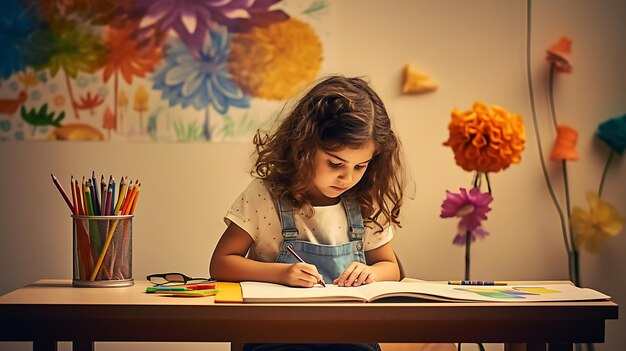 Foto bambino che studia