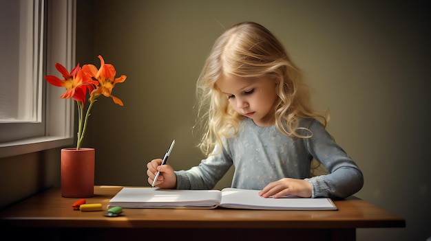 Photo child studying