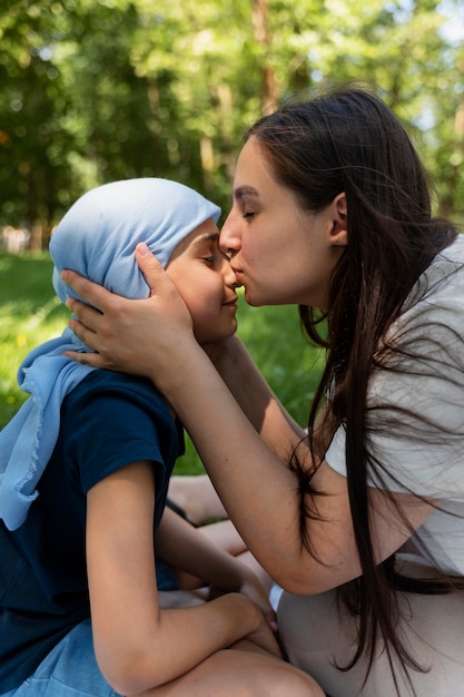 Photo child suffering from cancer