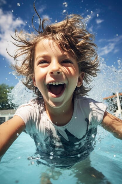 Photo child swimming