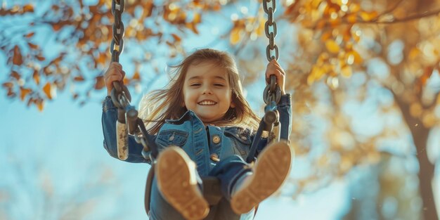 child swinging on a swing in the park Generative AI