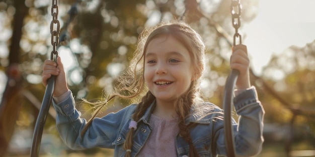 child swinging on a swing in the park Generative AI