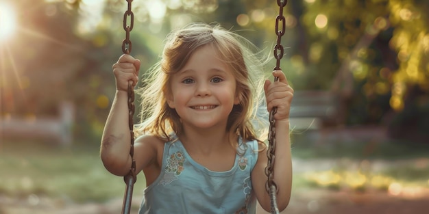 child swinging on a swing in the park Generative AI