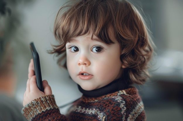 child talking on a mobile phone generative ai