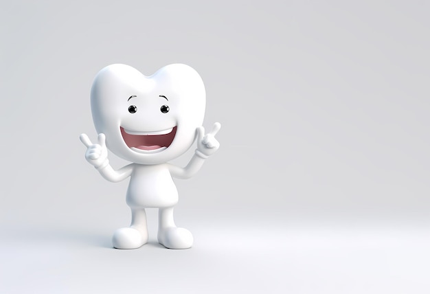 child tooth isolated with two eyes showing thumbs up isolated dental care concept generative ai