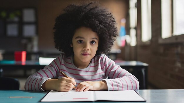 写真 レッスンを理解しようとする子供