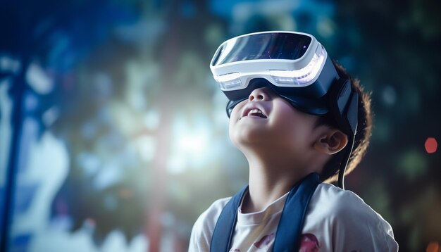 VR 안경에 입은 아이