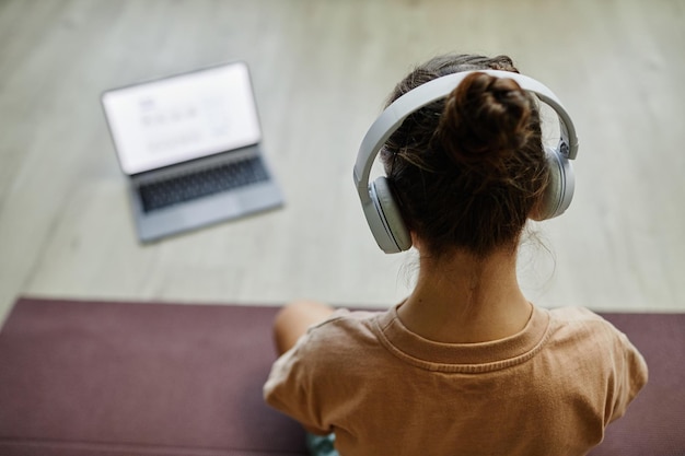 Child Watching Online Yoga Class