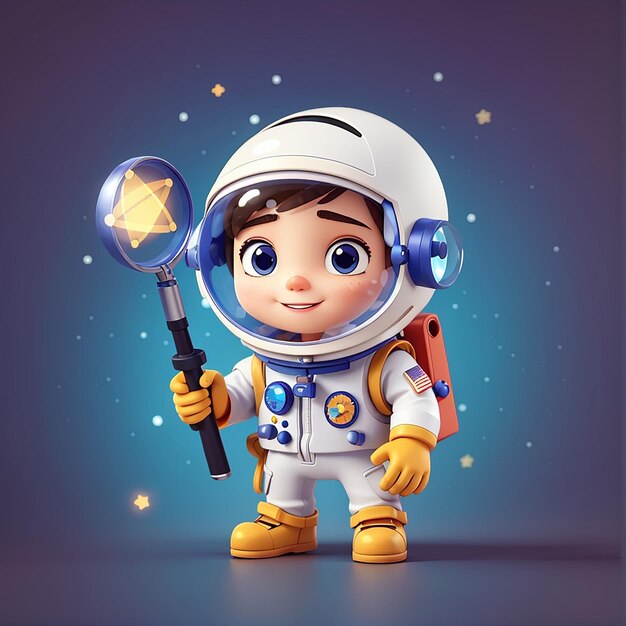 Photo a child wearing an astronaut suit holding a star on his face