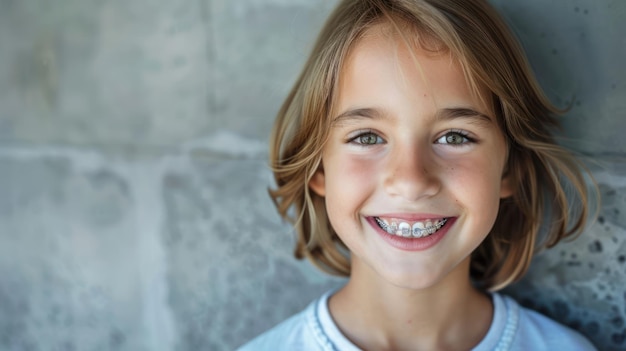 A child wearing braces smiling confidently