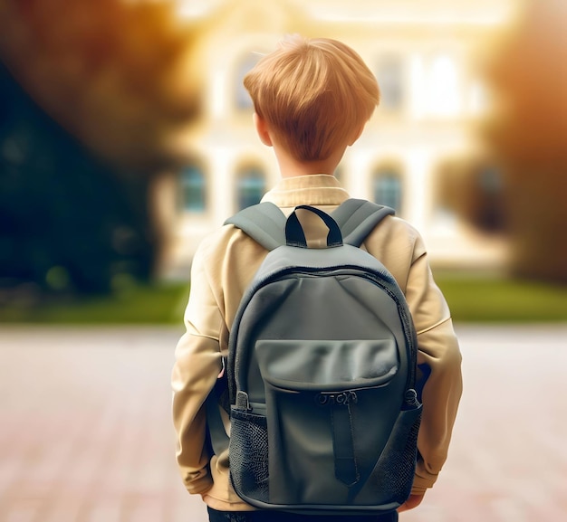 Child with backpack suitable for back to school