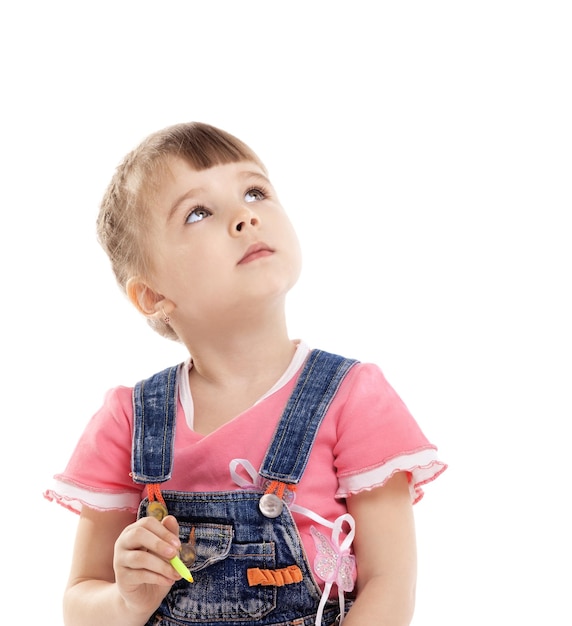 Foto bambino con pennarello colorato nel sogno