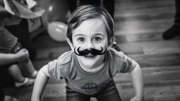 Child with a fake mustache