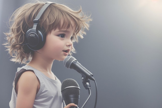 Child with microphone on stage