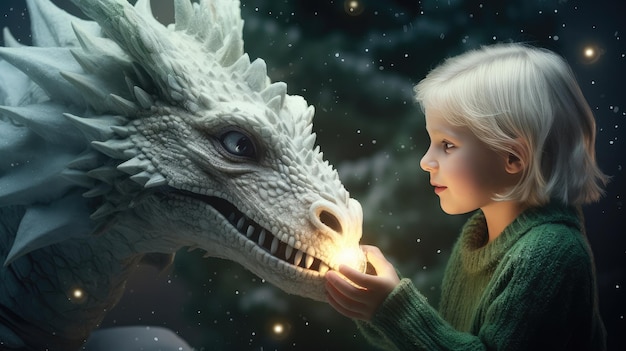 Ребенок с мифологическим драконом – символ нового 2024 года.