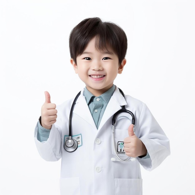 A child with a stethoscope on his neck