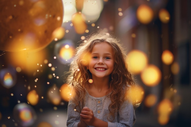 Child in a yellow hat looks up at the sky