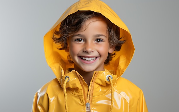 Child in yellow raincoat