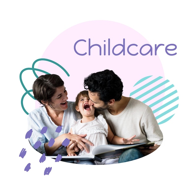 Childcare png word sticker typography transparent background