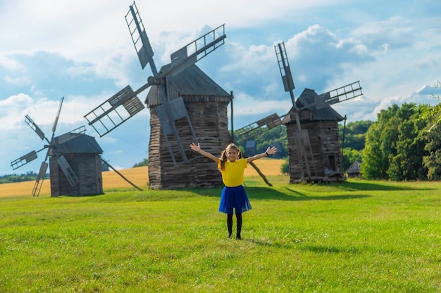 Childgirl in the Pirogovo openair museum selective focus