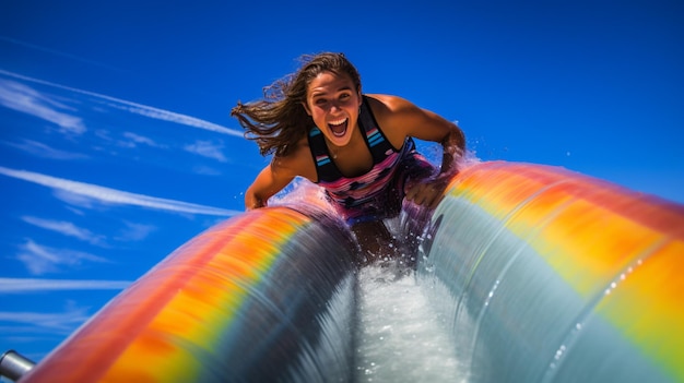 childhood adventure wet fun sliding on multi colored