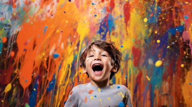 Childhood cheerful face paint children art happiness portrait fun joy Generative AI