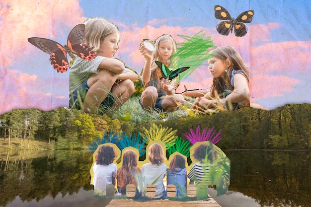 Childhood concept collage