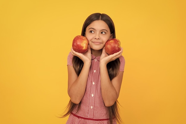 Childhood health natural organic fresh apple healthy life diet and kid beauty dental care