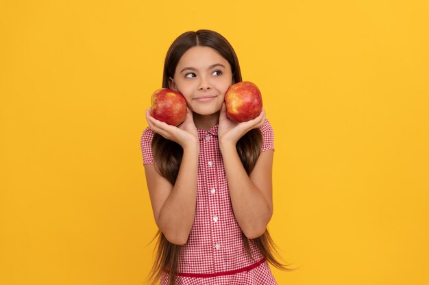 Childhood health natural organic fresh apple healthy life diet and kid beauty dental care