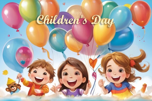 Photo childhood joy happy childrens day psd banner design