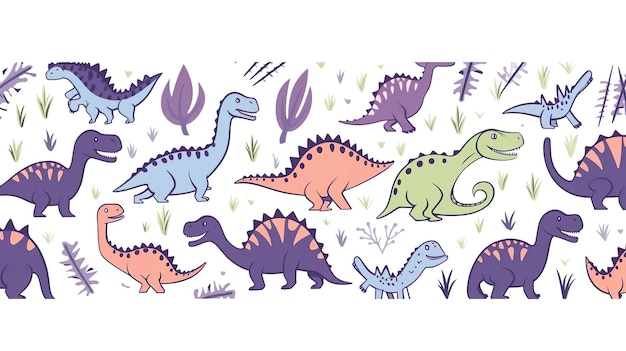 childish dinosaur seamless pattern for fashion cloth
