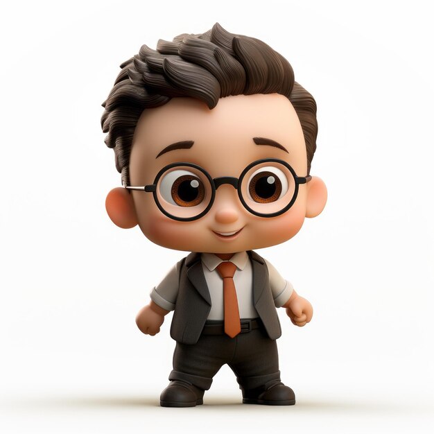 Photo childlike wonder a 3d character with glasses and suit