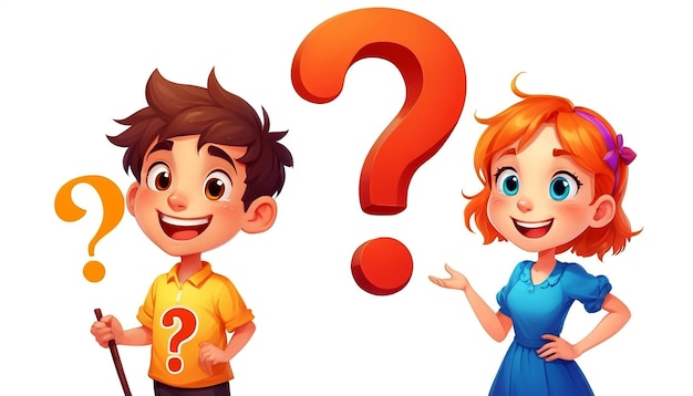 Children boy and girl cartoon image with cheerful faces