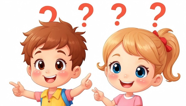 Children boy and girl cartoon image with cheerful faces