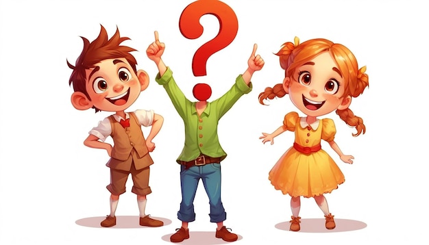 Children boy and girl cartoon image with cheerful faces