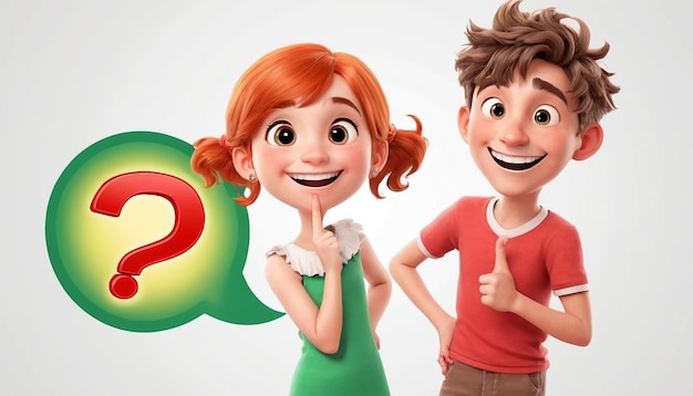 Children boy and girl cartoon image with cheerful faces