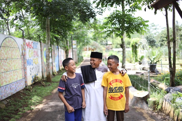 Photo children celebrate best friend day