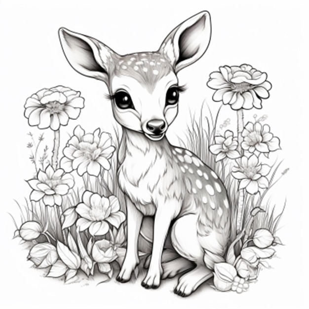 children coloring book page deer