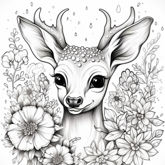 children coloring book page deer