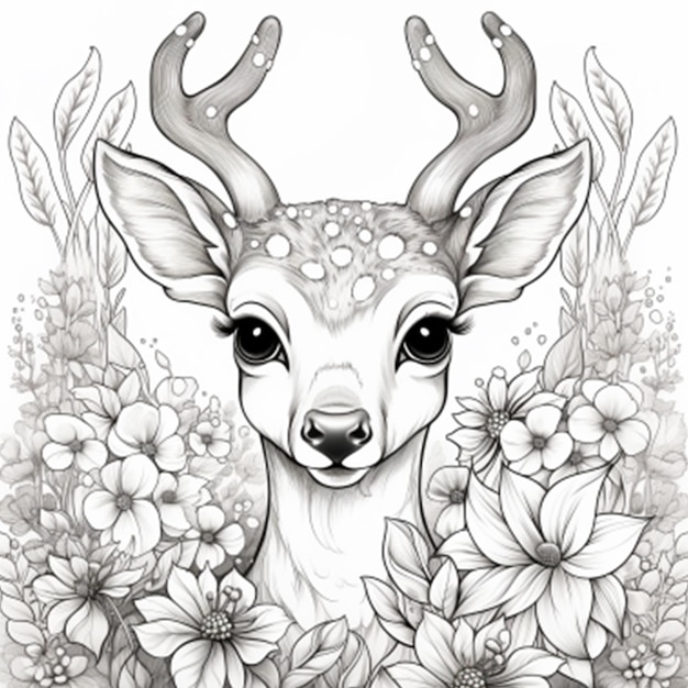 children coloring book page deer