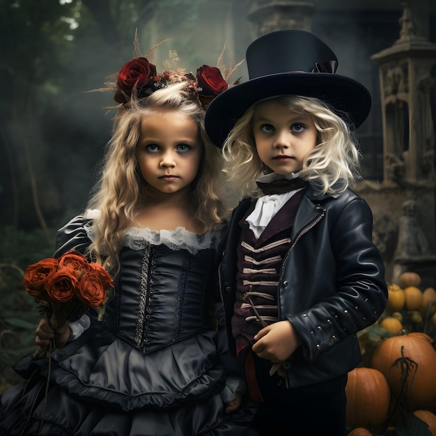 Premium AI Image | Children in costumes Halloween