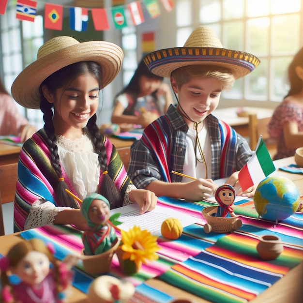 Children day kids craft art in class room