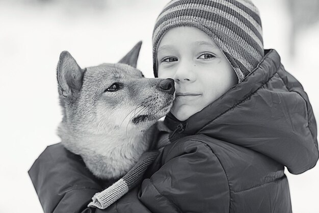 children and dogs concept of friendship loyalty