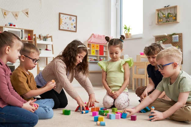 children doing sensory exercises in the kindergarten