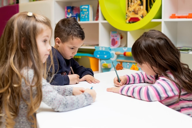 Children drawing at playroom