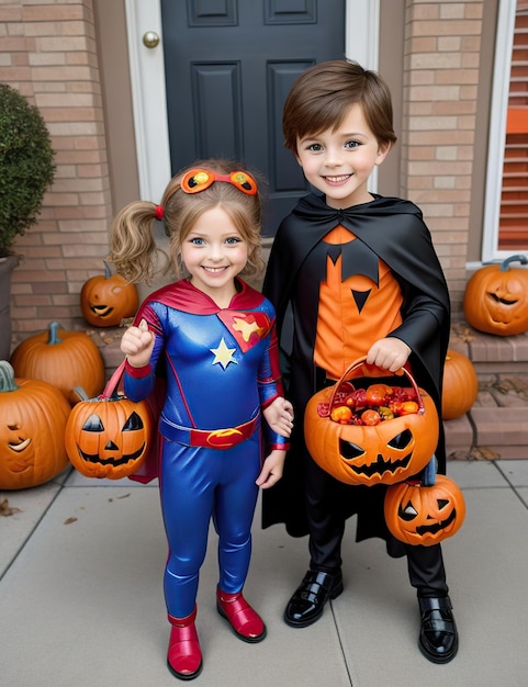 children dressed as superheroes