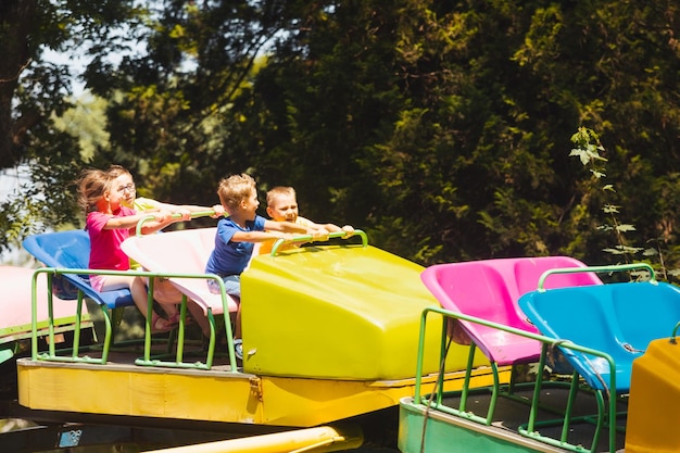 The children experience great emotions of roller coaster riding