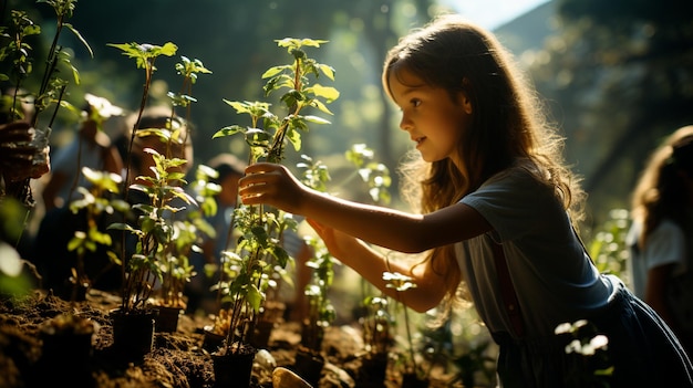 Children Exploring A Butterfly Garden On Their