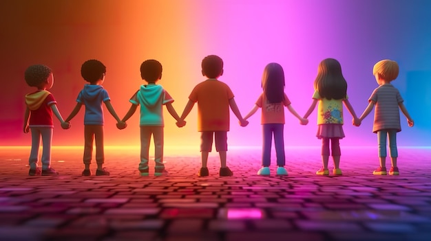 Children from different nations holding hands in unity ai generate