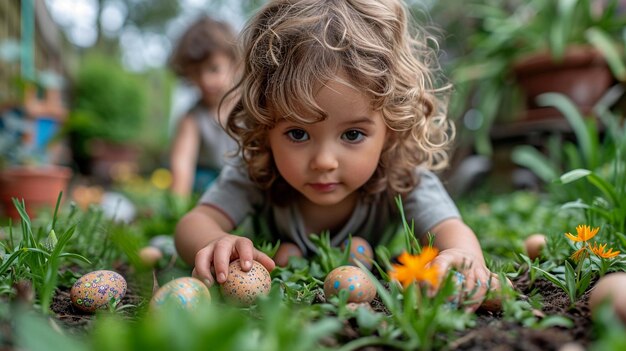 Foto bambini in un giardino catturati in un momento di gioia